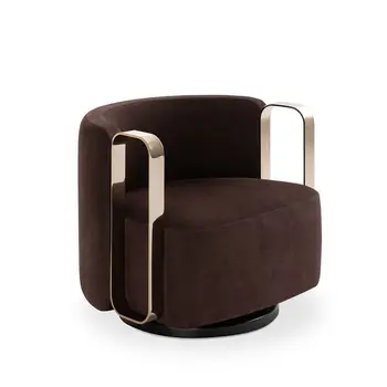 HANYEE יוקרה להירגע עור מבטא כיסא סלון ריהוט מתכת המסתובב הפנאי המודרנית בד הכורסה בסלון הכיסא